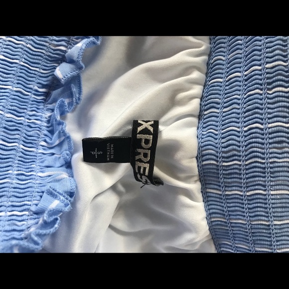 Blue&White Stripe Off the Shoulder Dress - Picture 2 of 2